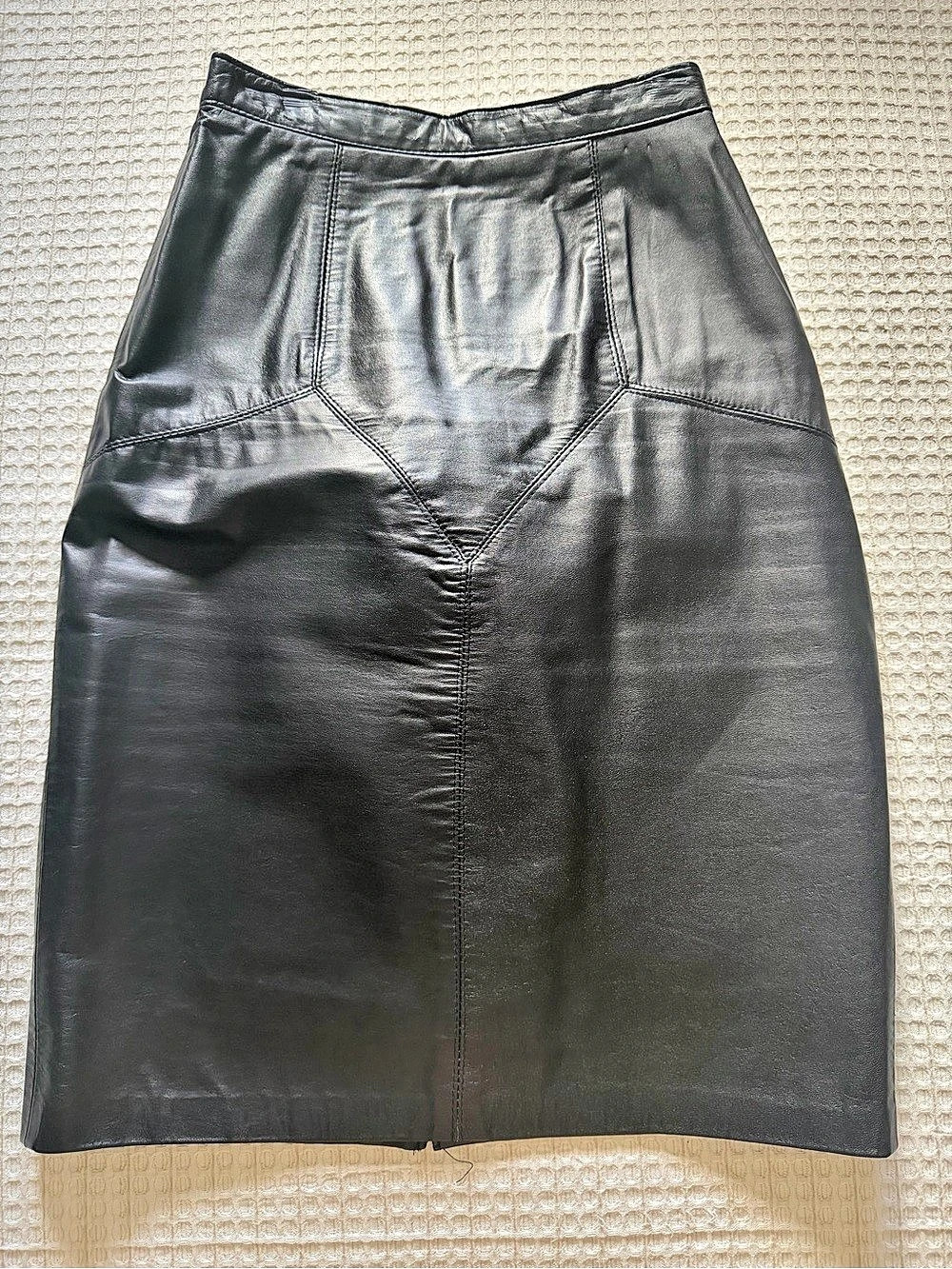 Black Faux Leather Midi Skirt Like New